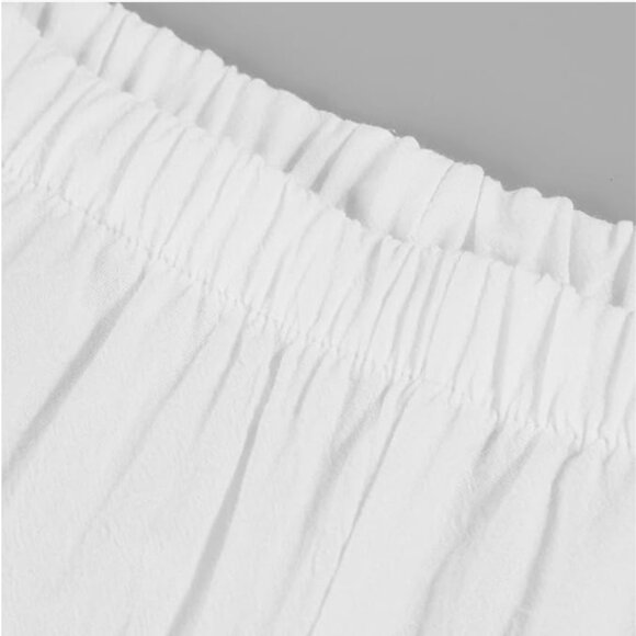 Cotton Linen Casual Summer Capri Pants Cropped Comfy Baggy Trou - Picture 2 of 4